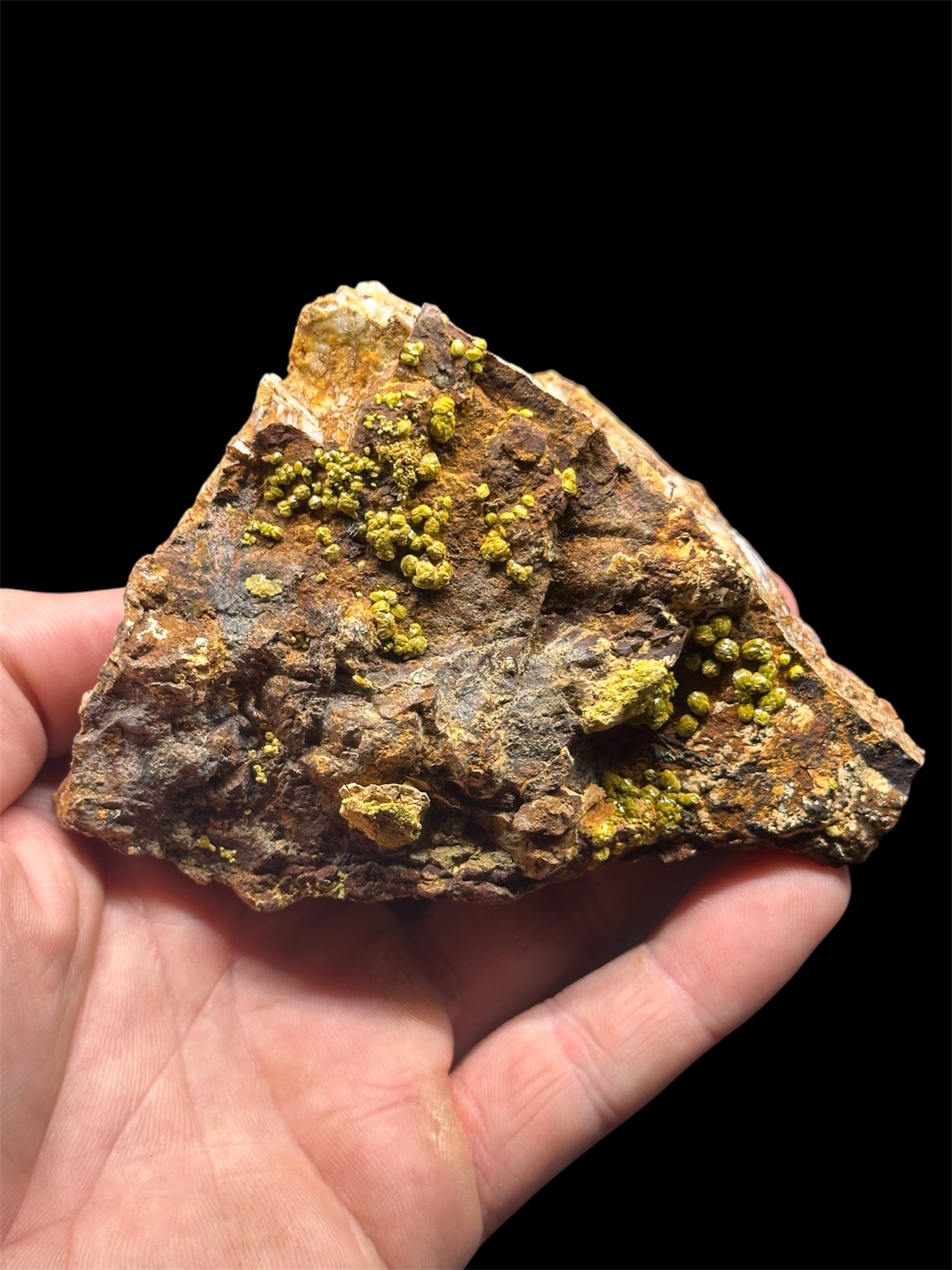 Pyromorphite, Les Rosiers, Pontgibaud, Riom, Puy-de-Dôme, France.