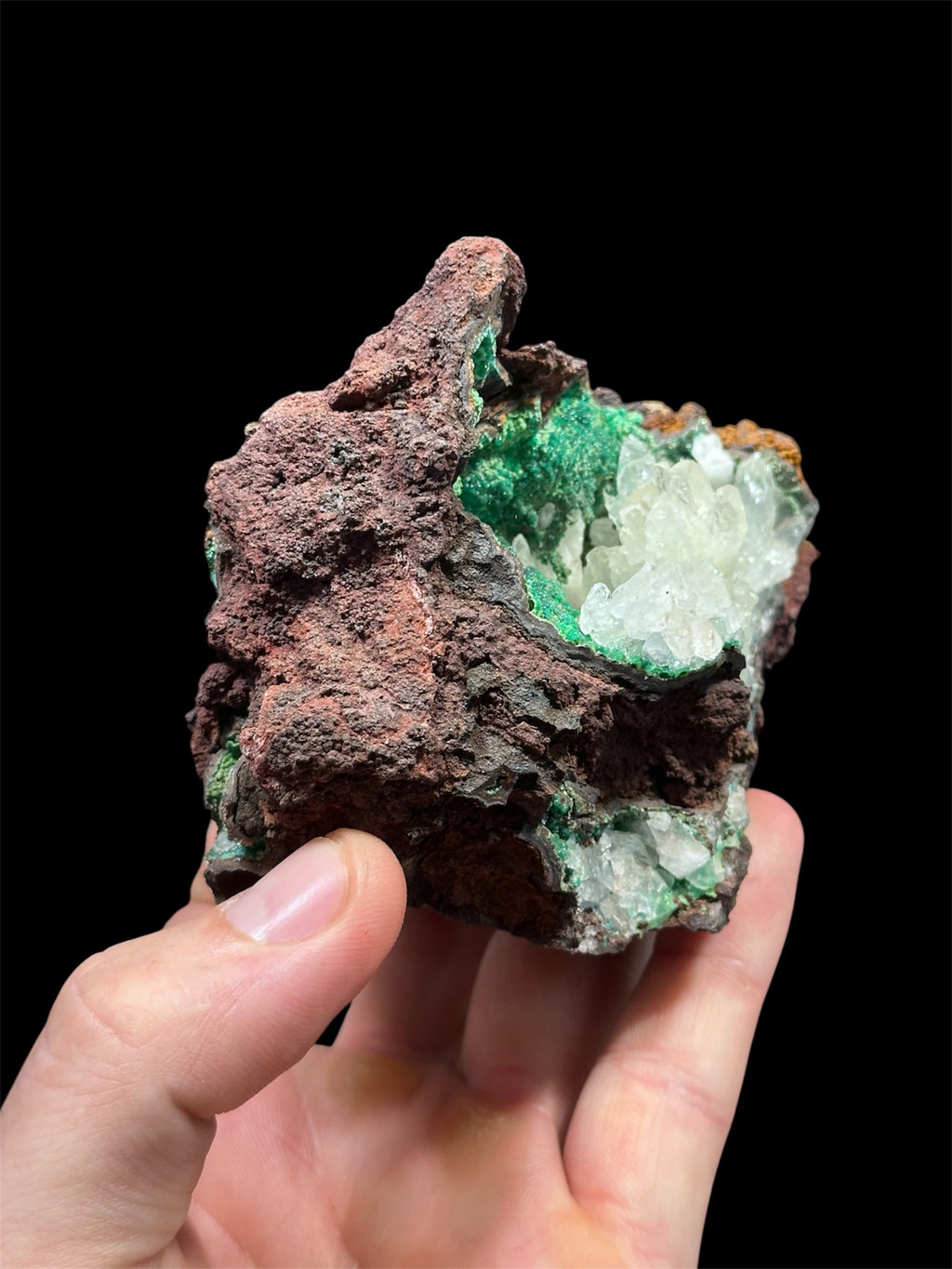 Calcite sur Conichalcite, Mine Ojuela, Mapimí, Durango, Mexique.