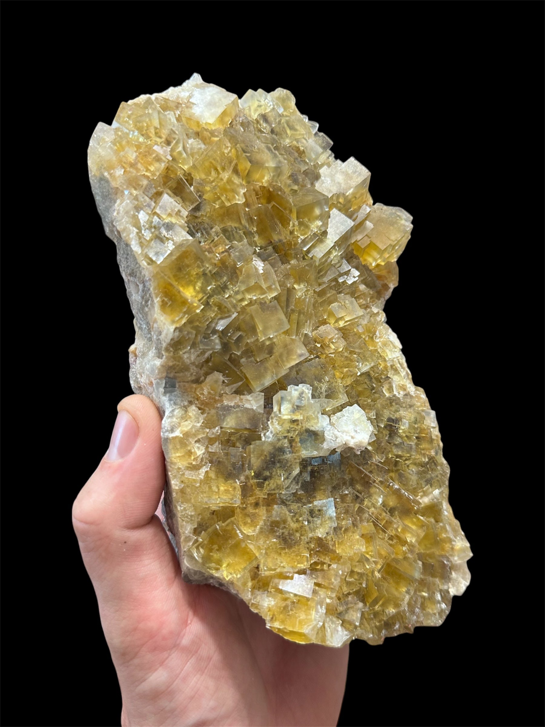 Fluorine jaune, Mine de La Barre, Saint-Jacques-d'Ambur, Puy-de-Dôme, France.